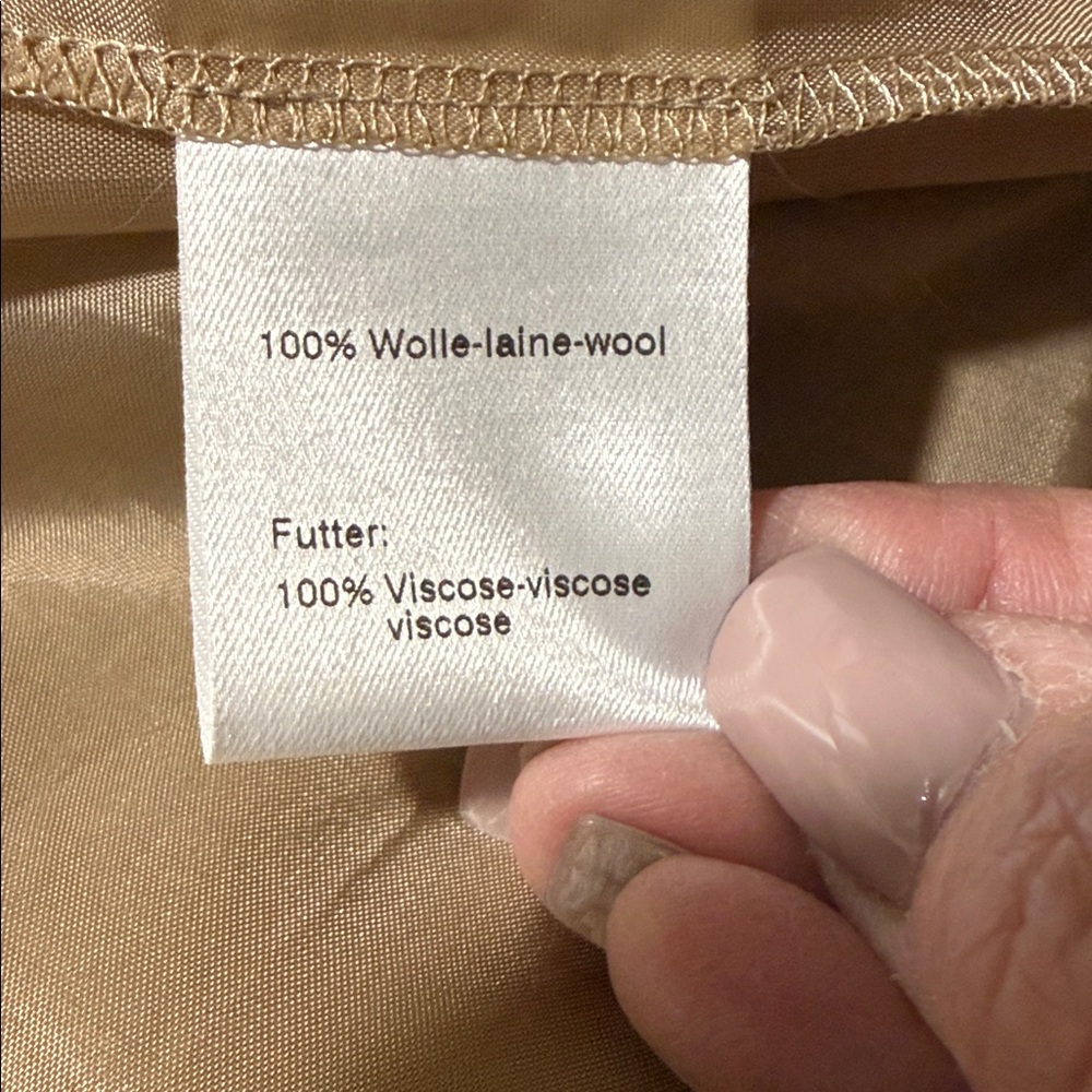 Akris Punto Beige 100% Wool Pleated A-Line Skirt Zip Pockets Size 8 - Picture 10 of 10